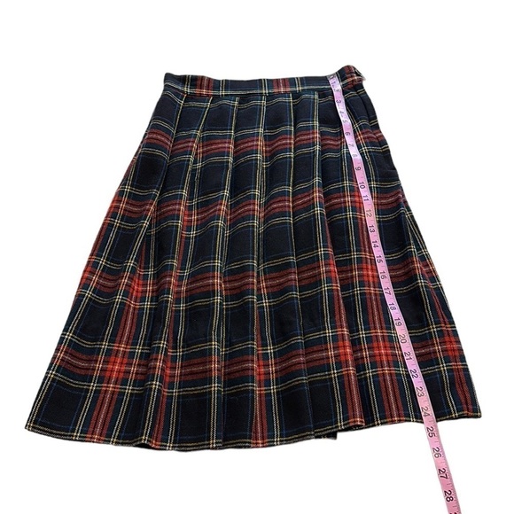 Nat Gordon | Vintage Wool Tartan Pleated Plaid Midi Skirt - Size Small - Picture 8 of 10